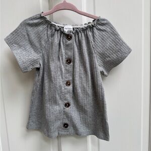 NWOT Okie Dokie 3T Girls Gray Puff Short Sleeve Blouse Top Shirt